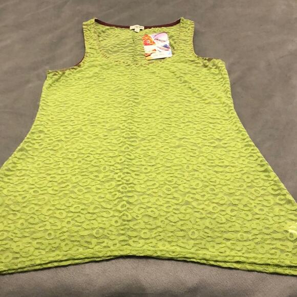 Lily White Green stretch lace Tunic Top Size Large Y2K - Picture 4 of 8
